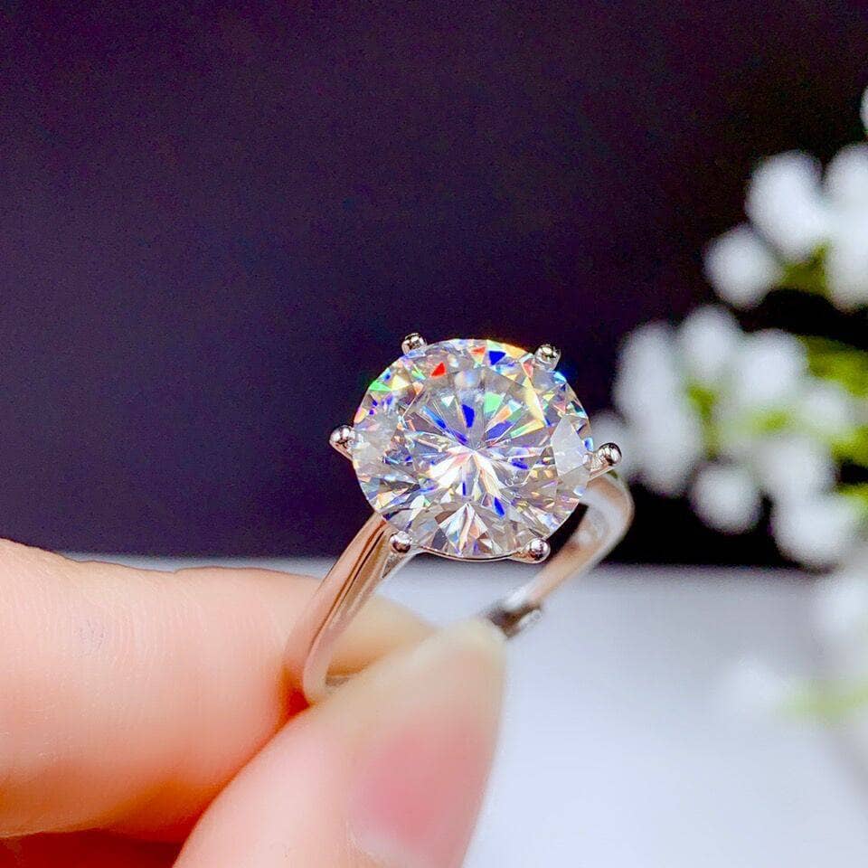 5ct Round Cut Crackling Diamond Option Classic Engagement Ring-Black Diamonds New York