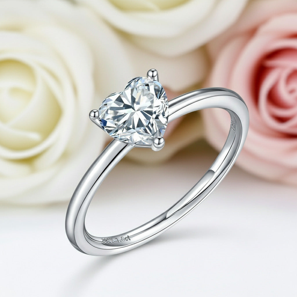 Heart 1.0Ct 6.5mm Diamond Ring-Black Diamonds New York