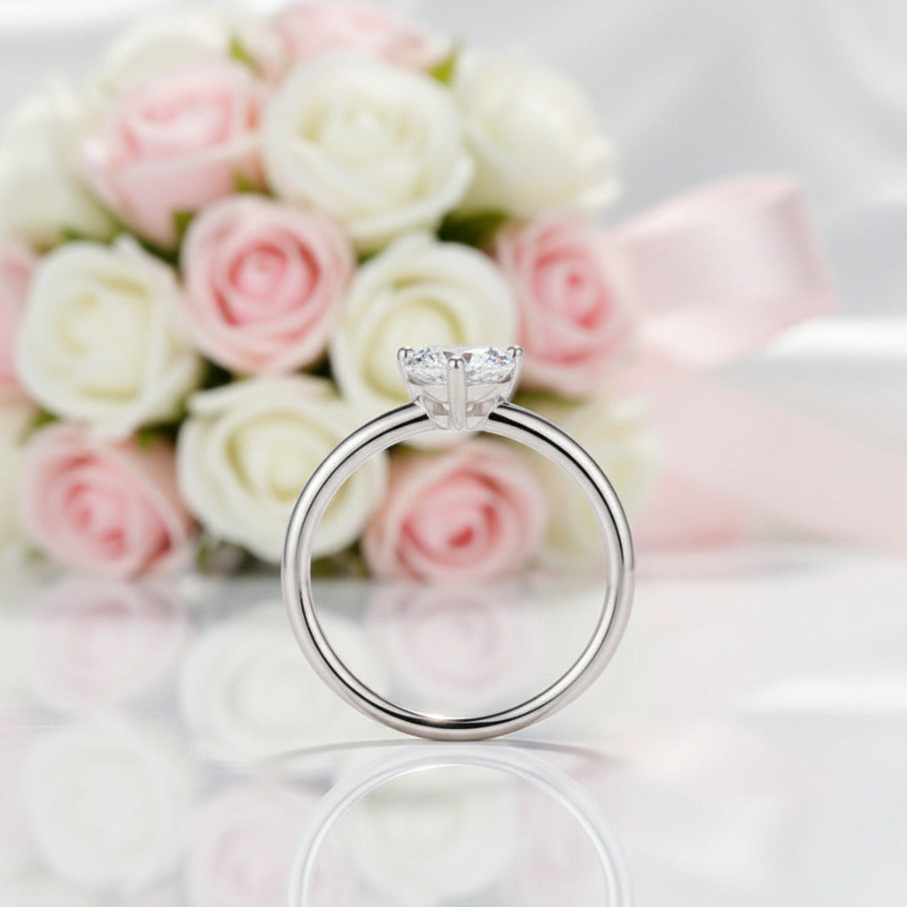 Heart 1.0Ct 6.5mm Diamond Option Ring-Black Diamonds New York