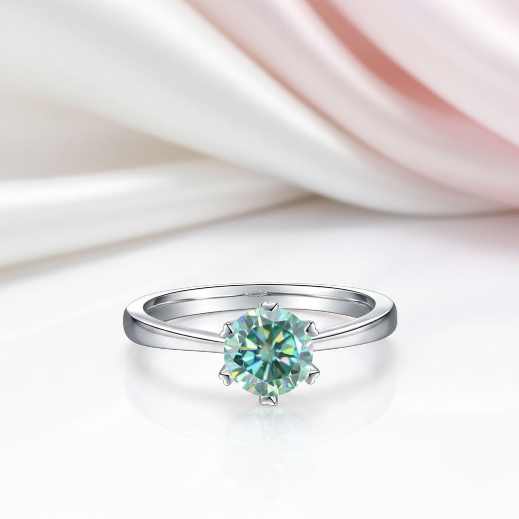 Heart Prong Round Green Diamond Option Solitaire Engagement Ring-Black Diamonds New York
