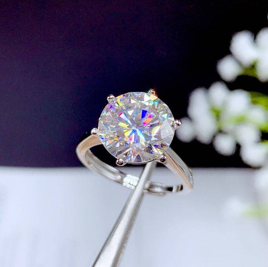 5ct Round Cut Crackling Diamond Option Classic Engagement Ring-Black Diamonds New York