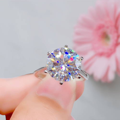 5ct Round Cut Crackling Diamond Option Classic Engagement Ring-Black Diamonds New York