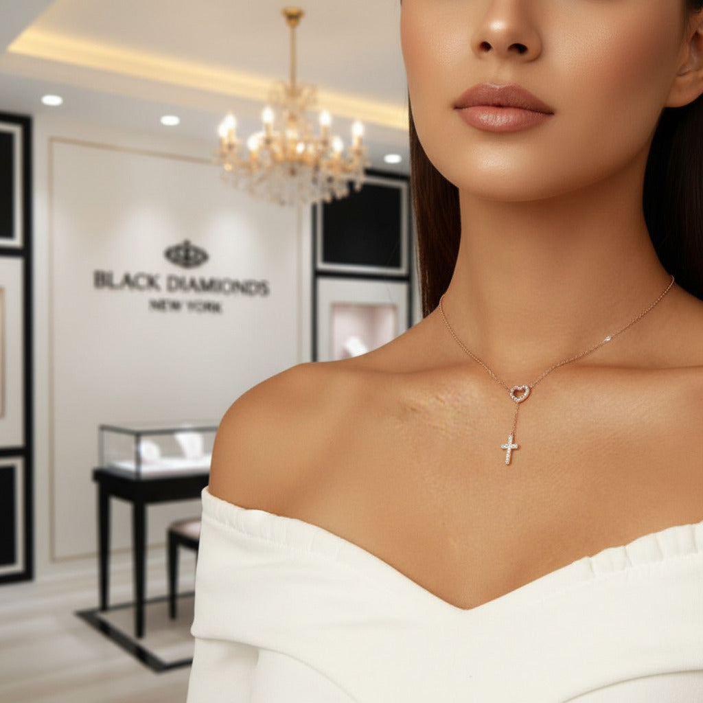 Love & Cross Diamond Option Necklace-Black Diamonds New York