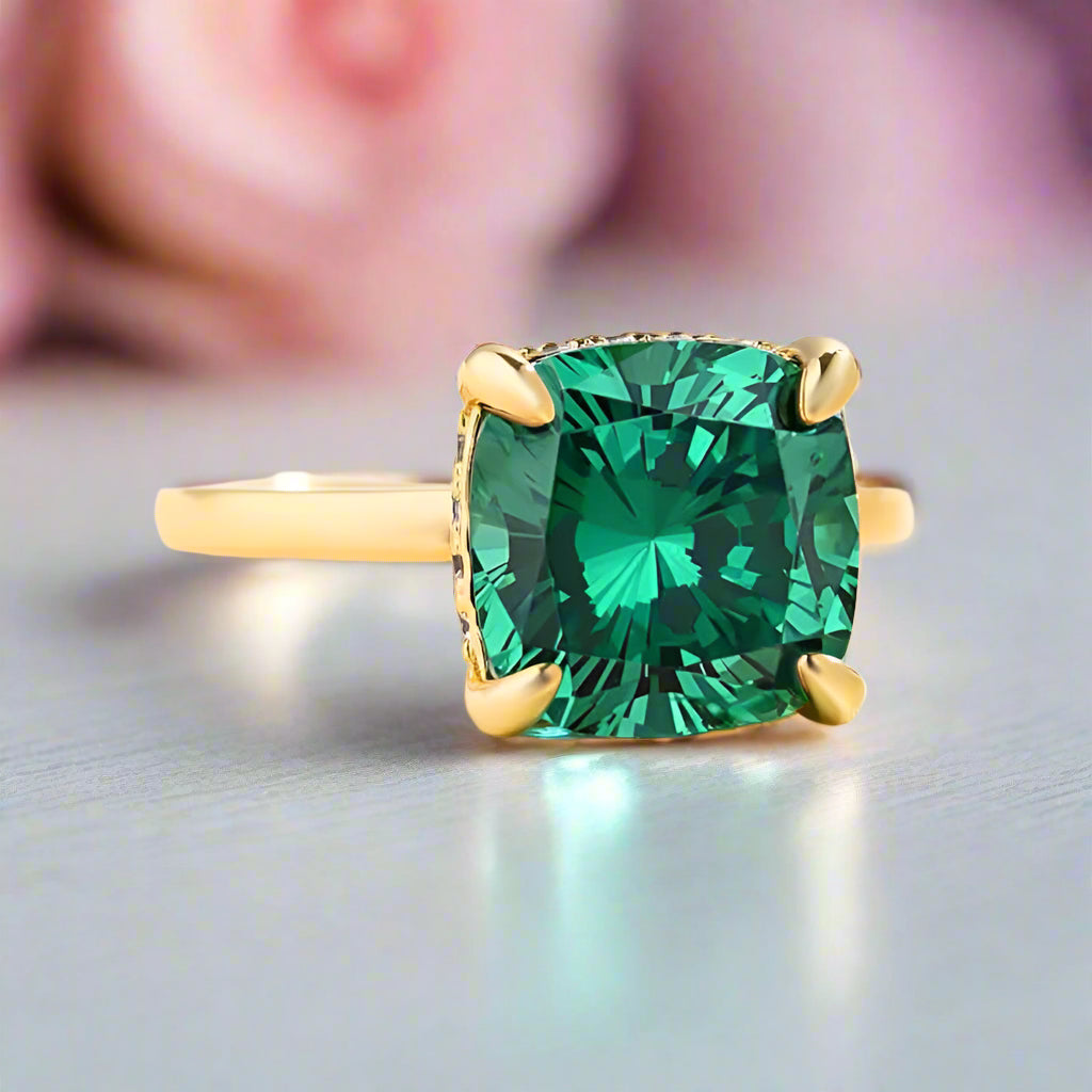 Lovely 3.5 Carat Cushion Cut Paraiba Tourmaline Engagement Ring-Black Diamonds New York