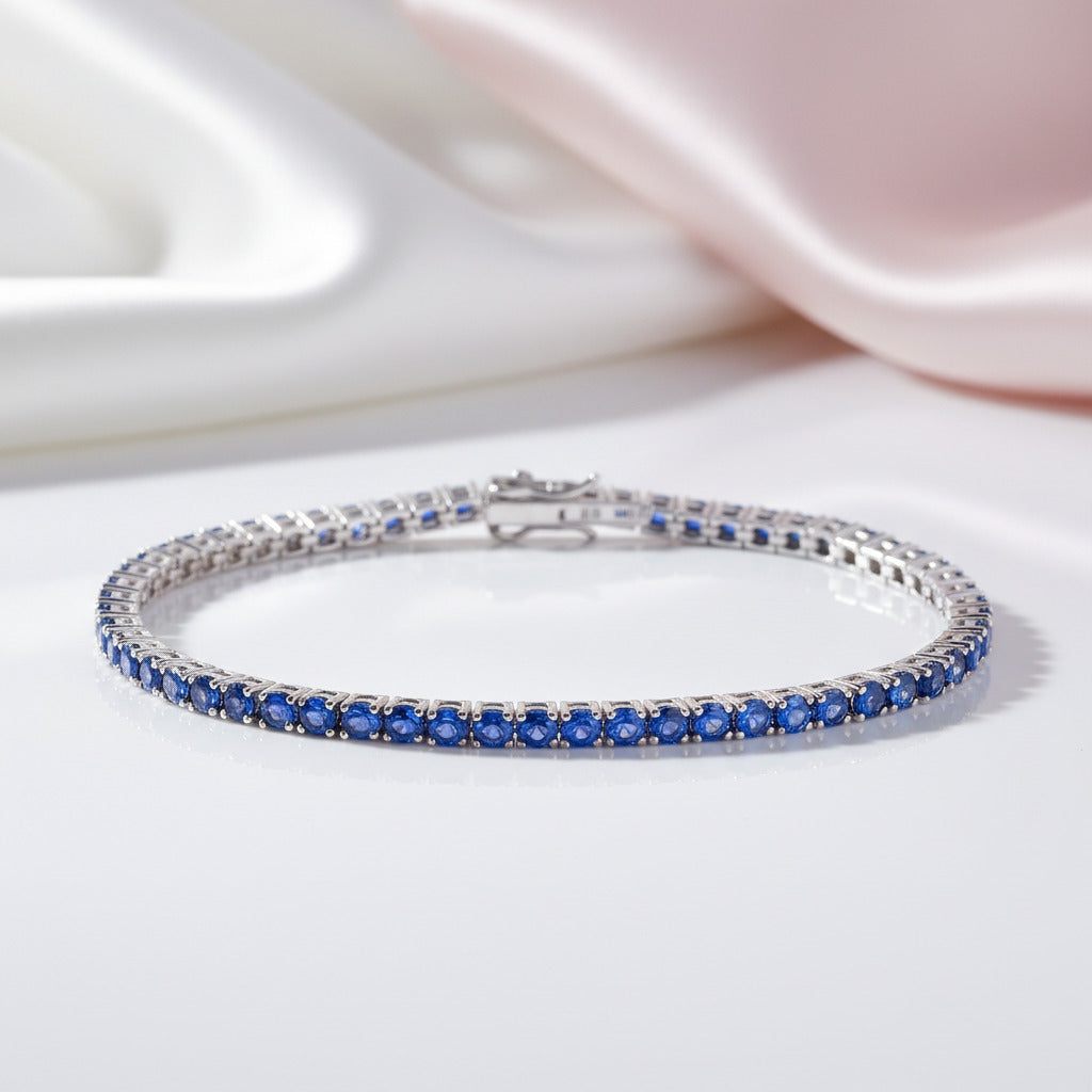 Luxurious Blue Round Cut Bracelet-Black Diamonds New York