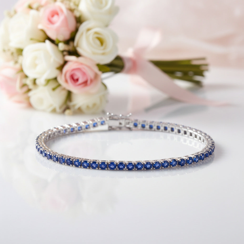 Luxurious Blue Round Cut Bracelet-Black Diamonds New York