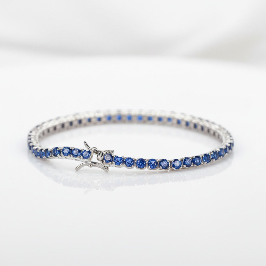 Luxurious Blue Round Cut Bracelet-Black Diamonds New York