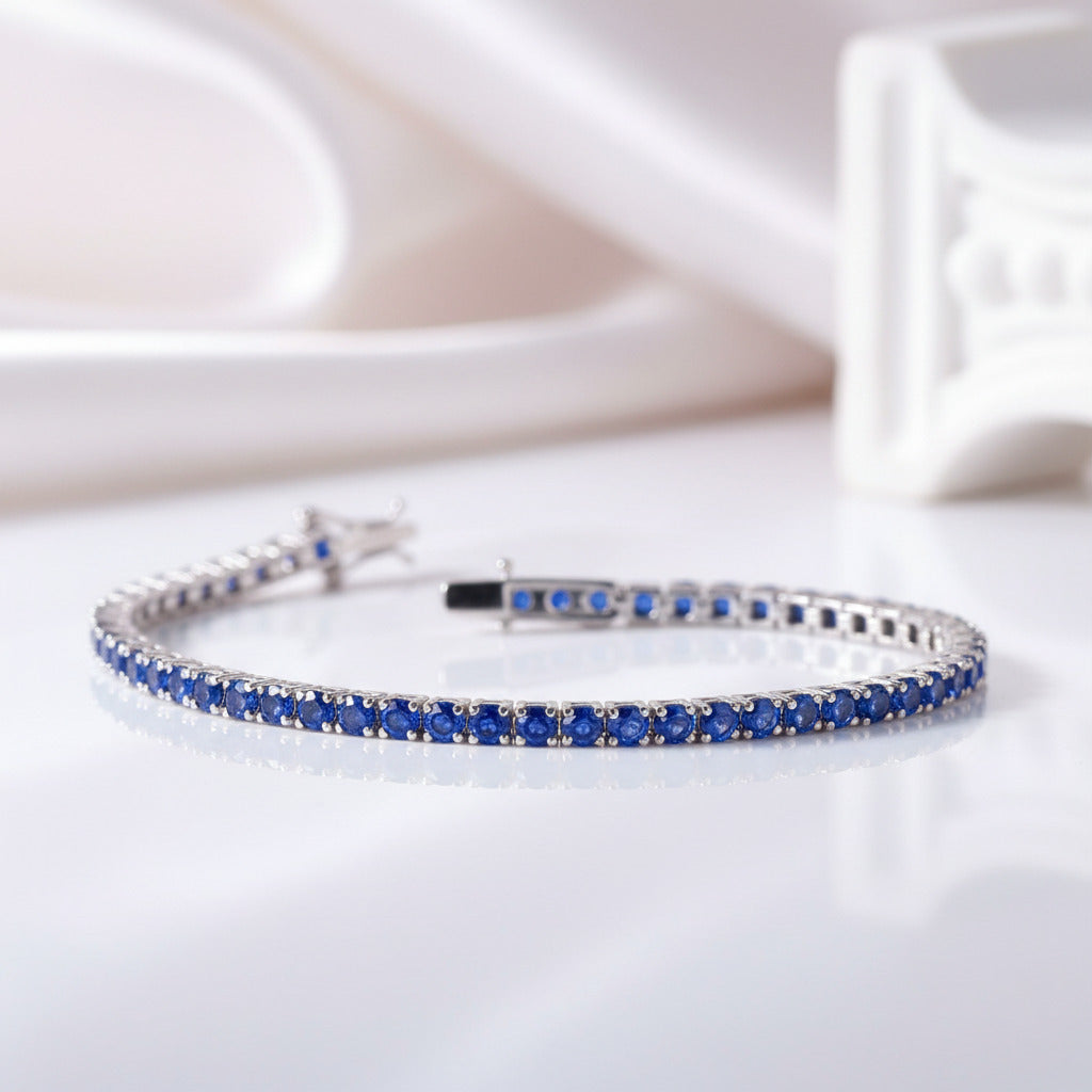 Luxurious Blue Round Cut Bracelet-Black Diamonds New York