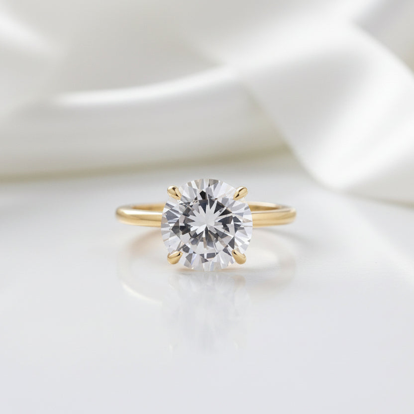 Luxurious Round Cut 4 Prong Solitaire Engagement Ring-Black Diamonds New York