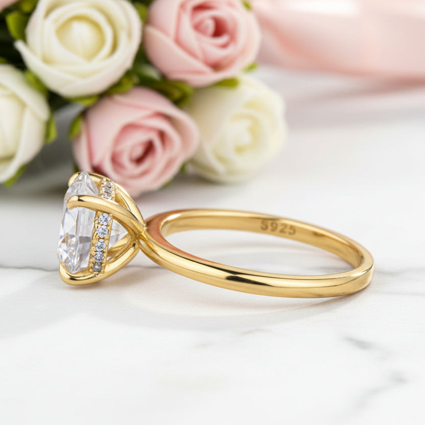 Luxurious Round Cut 4 Prong Solitaire Engagement Ring-Black Diamonds New York