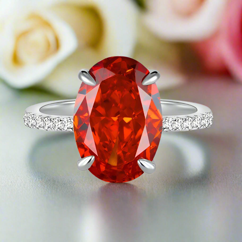 Luxurious Ruby Oval Cut Diamond Engagement Ring-Black Diamonds New York