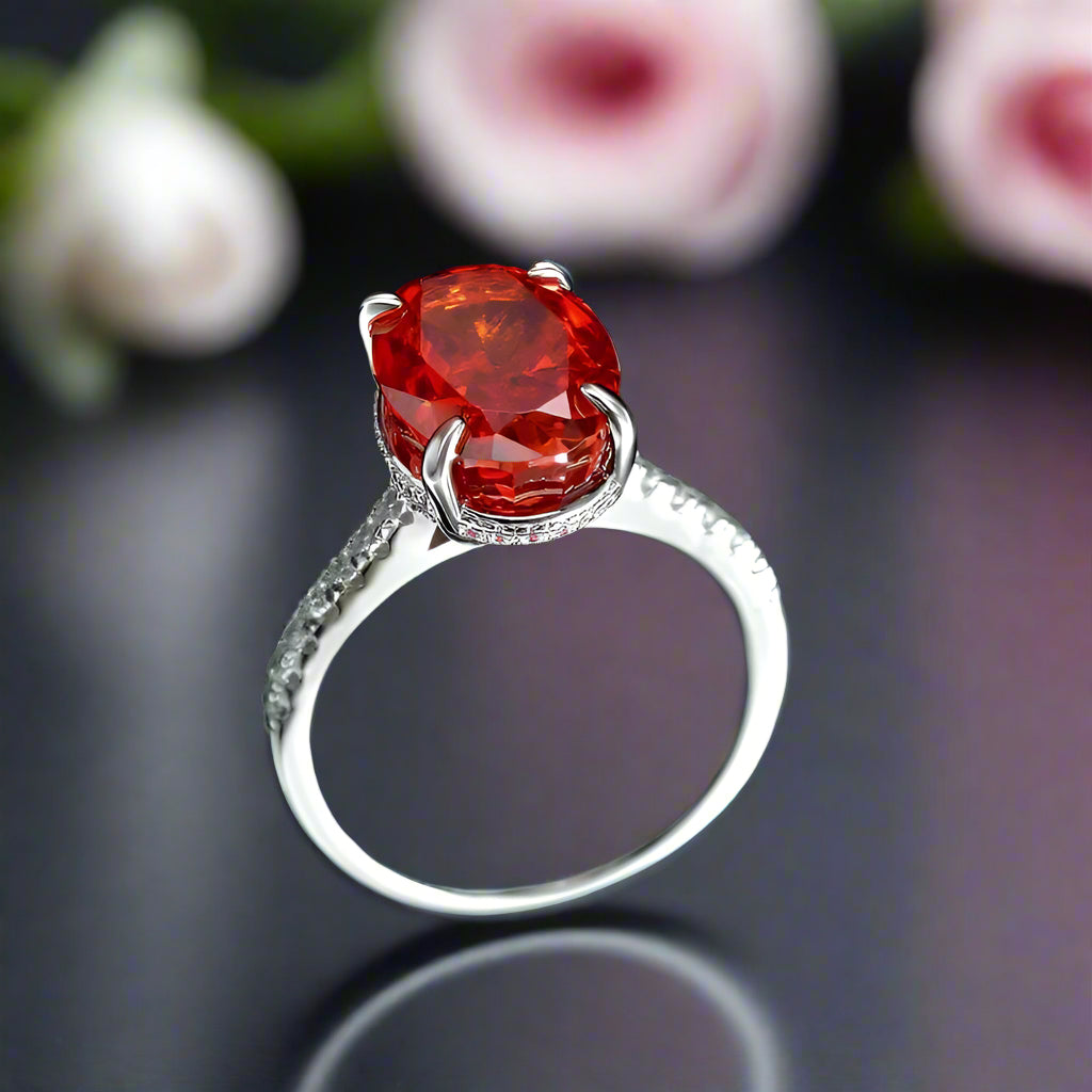 Luxurious Ruby Oval Cut Diamond Engagement Ring-Black Diamonds New York