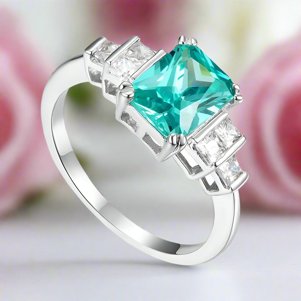 Mint Sapphire Tourmaline Engagement Ring-Black Diamonds New York