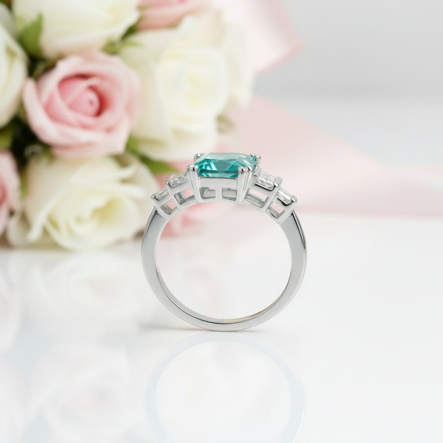 Mint Sapphire Tourmaline Engagement Ring-Black Diamonds New York