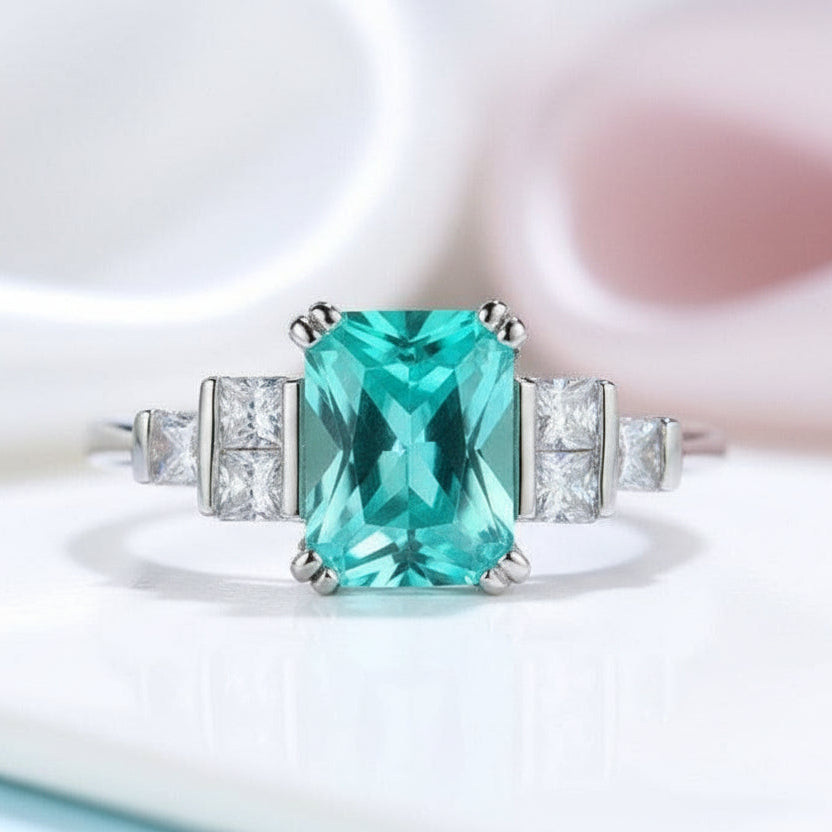 Mint Sapphire Tourmaline Engagement Ring-Black Diamonds New York