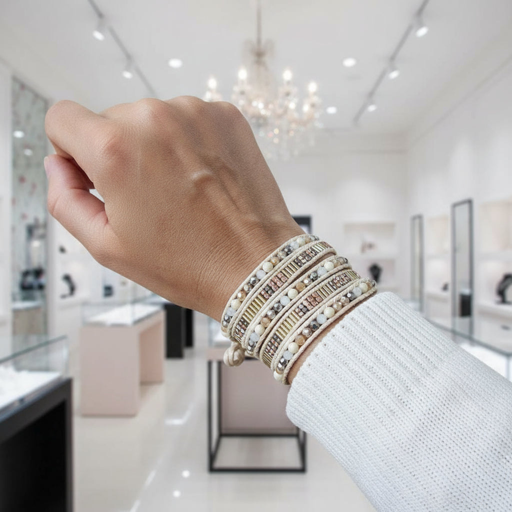 Mix Beadwork Agate Bracelet-Black Diamonds New York