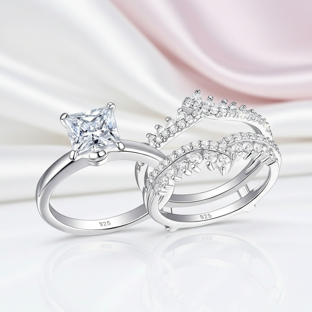 Heart-Cut Diamond Option Engagement Ring Set-Black Diamonds New York