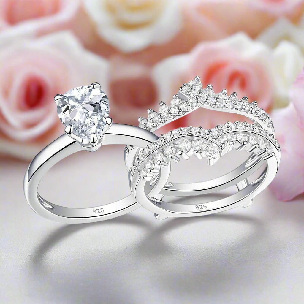 Multi-Shape Princess/Pear/Heart-Cut Diamond Engagement Ring Set-Black Diamonds New York