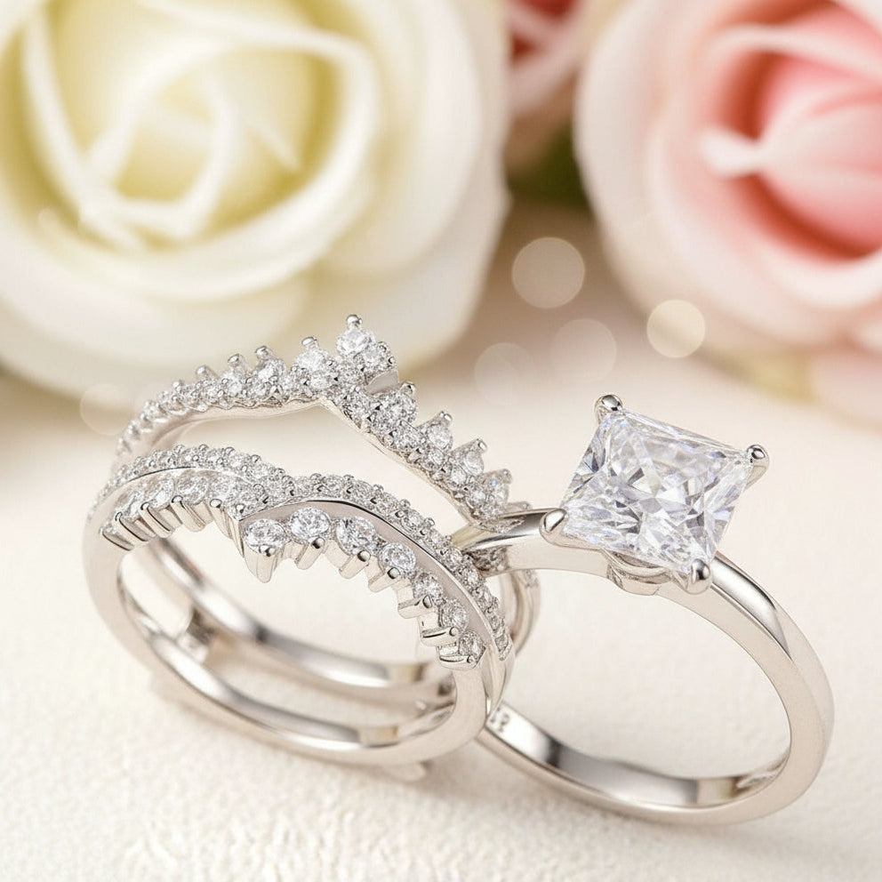 Multi-Shape Princess/Pear/Heart-Cut Diamond Engagement Ring Set-Black Diamonds New York