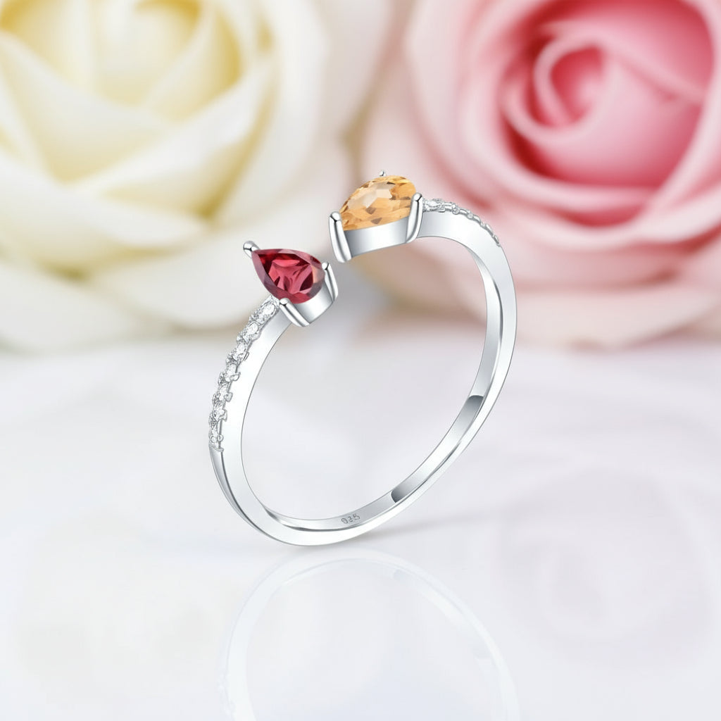 Natural Gemstones Adjustable Stack Ring Band-Black Diamonds New York