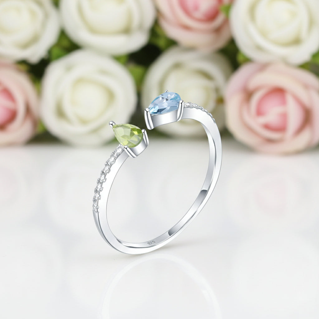 Natural Gemstones Adjustable Stack Ring Band-Black Diamonds New York