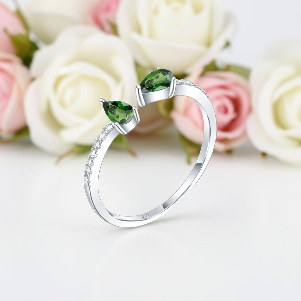 Natural Gemstones Adjustable Stack Ring Band-Black Diamonds New York