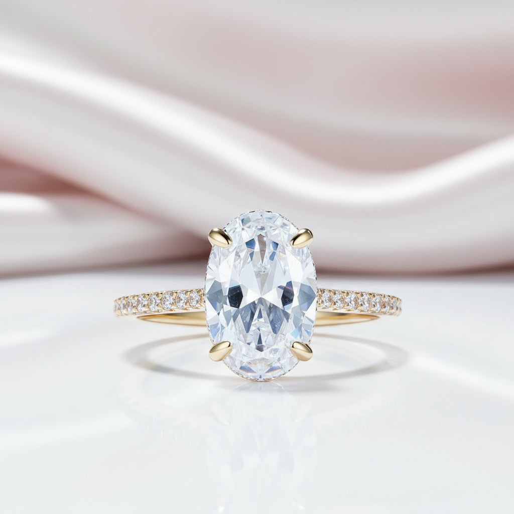 Oval 4ct Diamond Option Solid Gold Solitaire Engagement Ring-Black Diamonds New York