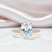 Oval 4ct Diamond Solid Gold Solitaire Engagement Ring-Black Diamonds New York