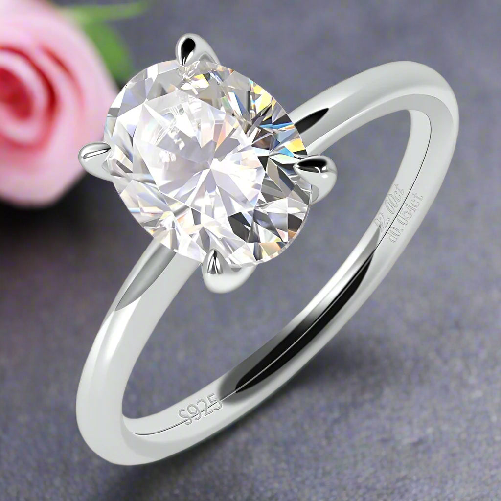 Oval Cut 2.0 Ct Diamond Solitaire Wedding Ring Set-Black Diamonds New York