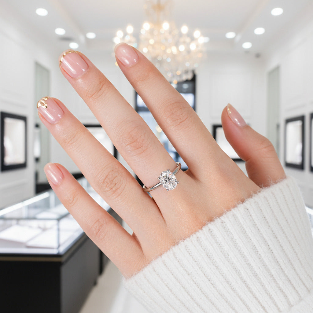 Oval Cut 2.0 Ct Diamond Solitaire Wedding Ring Set-Black Diamonds New York