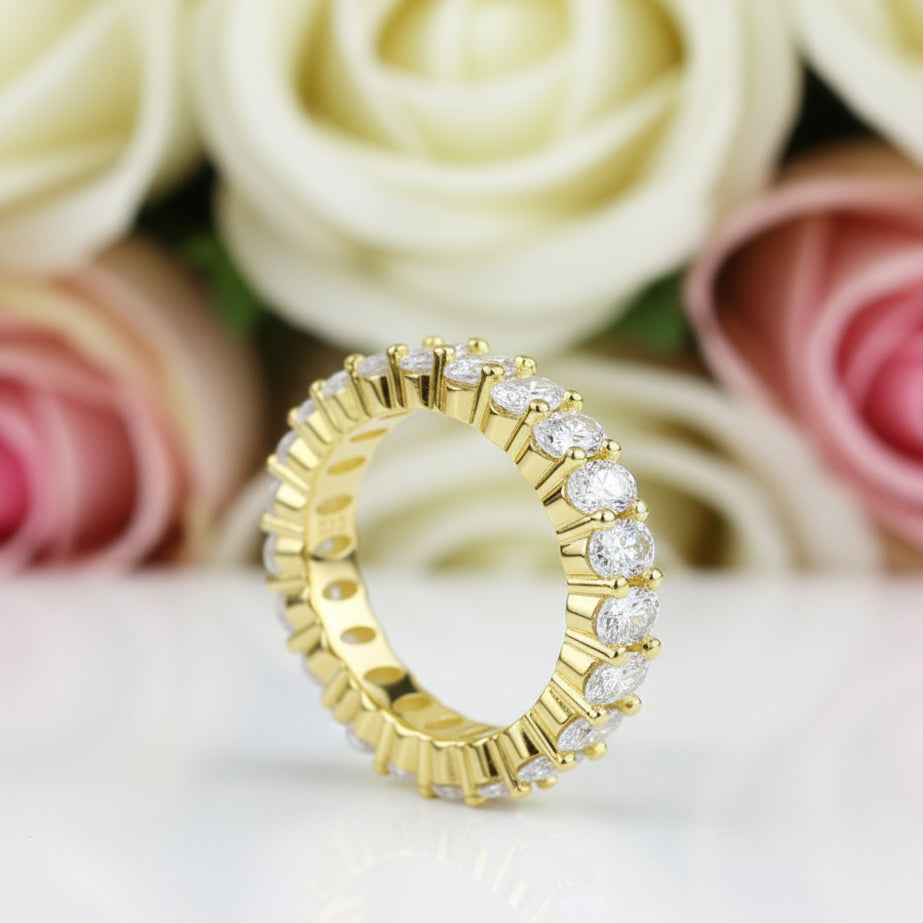 Oval Cut Diamond Eternity Wedding Band in Yellow Gold-Black Diamonds New York