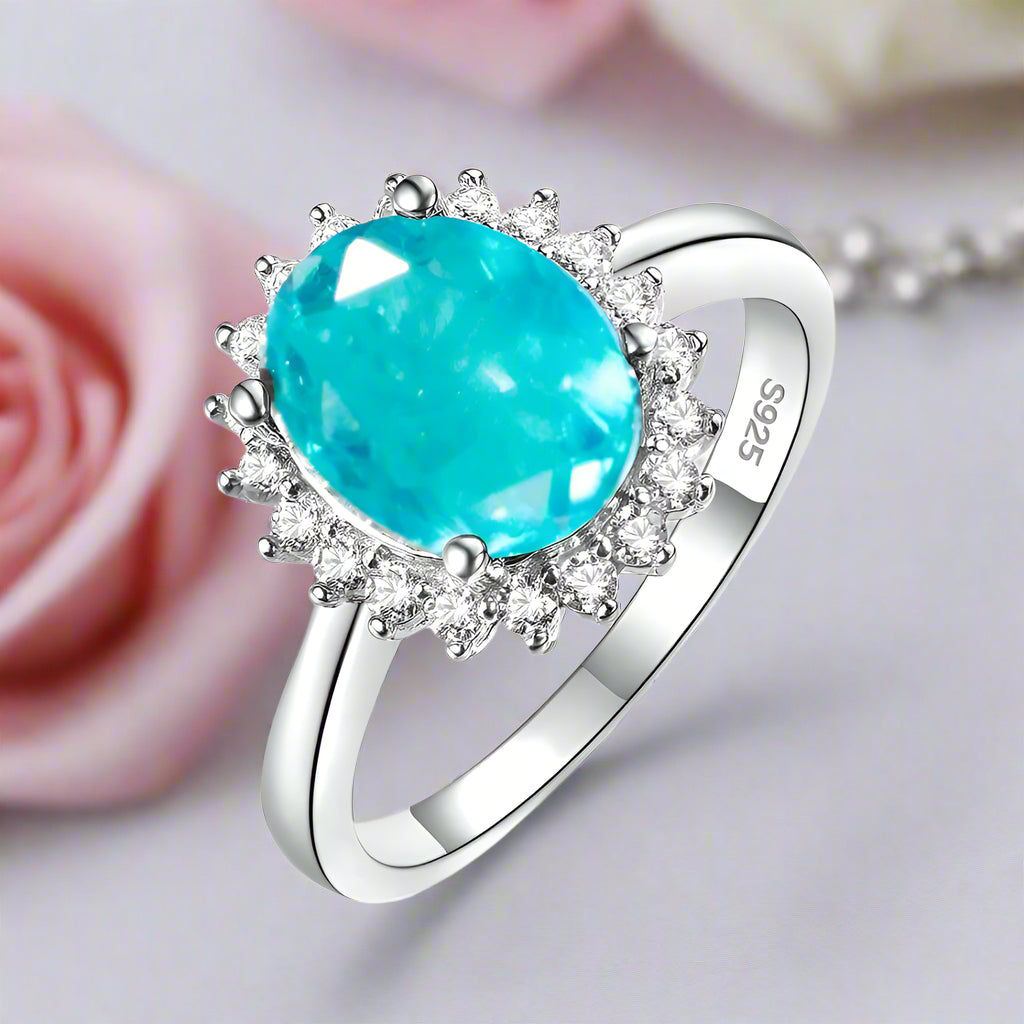 Oval Cut Tourmaline Engagement Ring-Black Diamonds New York