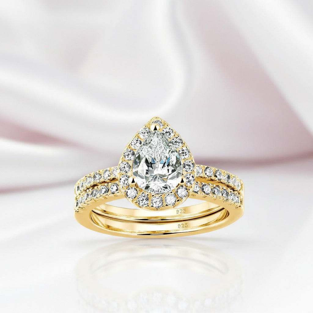 Pear Cut Diamond Option Wedding Ring Set-Black Diamonds New York
