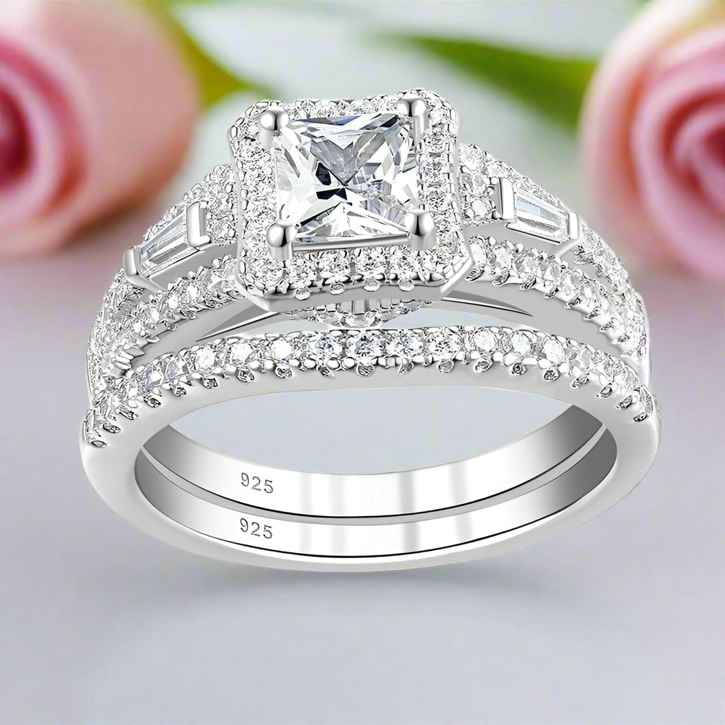 Princess Cut Diamond Halo Engagement Ring-Black Diamonds New York
