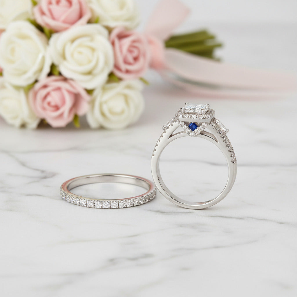 Princess Cut Diamond Option Halo Engagement Ring-Black Diamonds New York