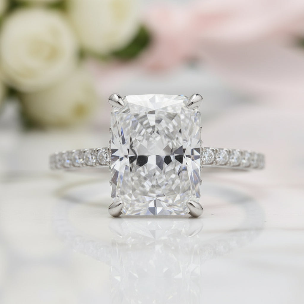 Radiant Cut Simulated Diamond Wedding Set-Black Diamonds New York