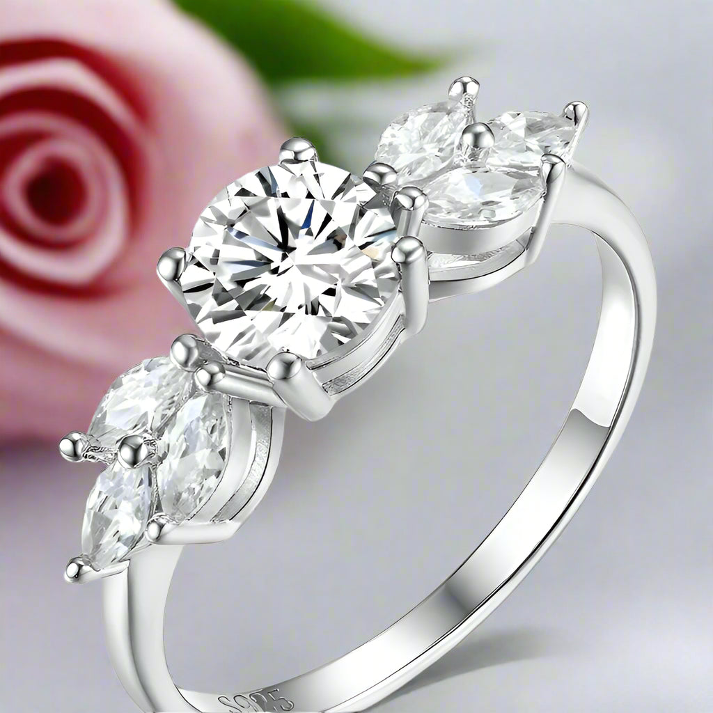 Rainbow Moonstone Promise Ring-Black Diamonds New York