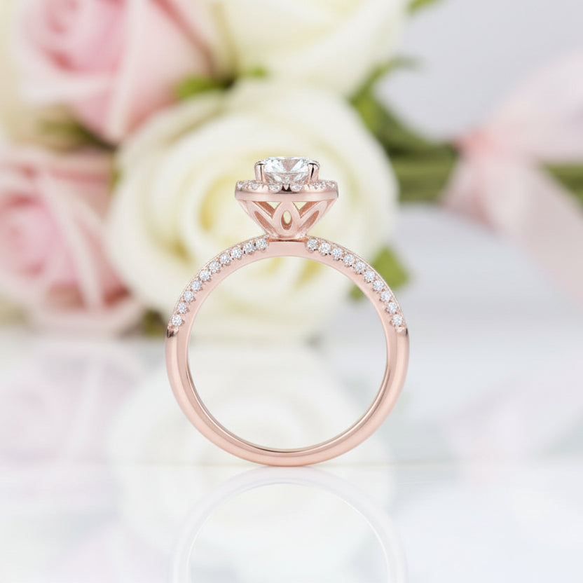 Rose Gold Round Diamond Option Bridal Ring Set-Black Diamonds New York