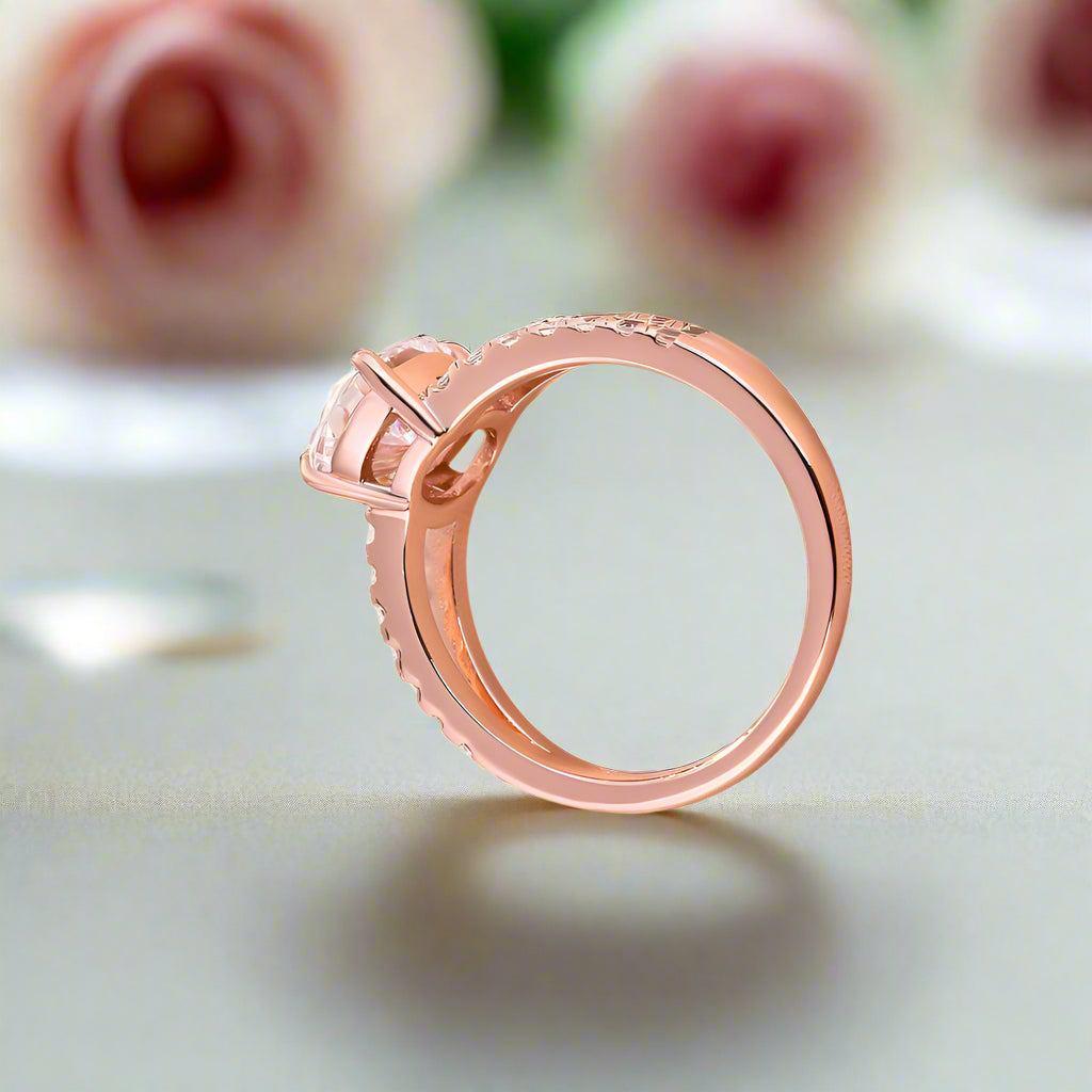 Rose Gold Split Shank Oval Cut Engagement Ring-Black Diamonds New York