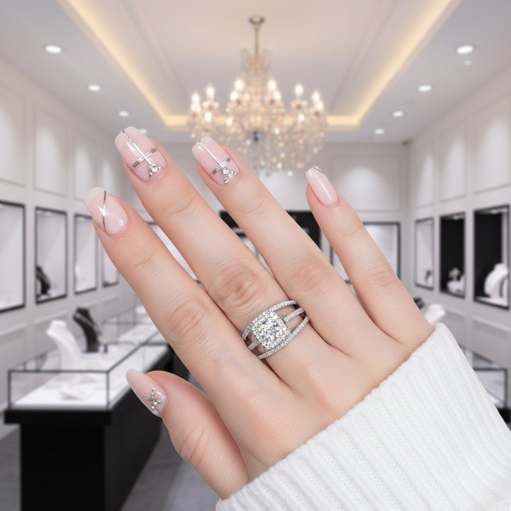 Round Cut Diamond Option Split Band Engagement Ring-Black Diamonds New York
