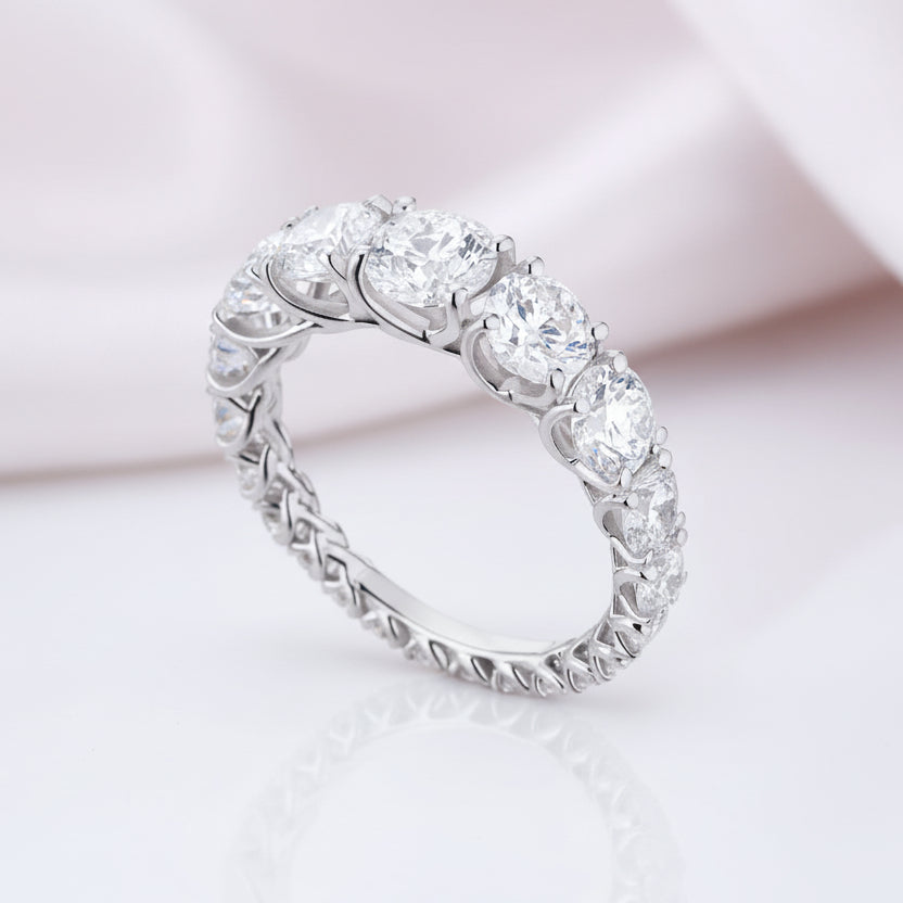 Round Cut Eternity Wedding Band In White Gold-Black Diamonds New York