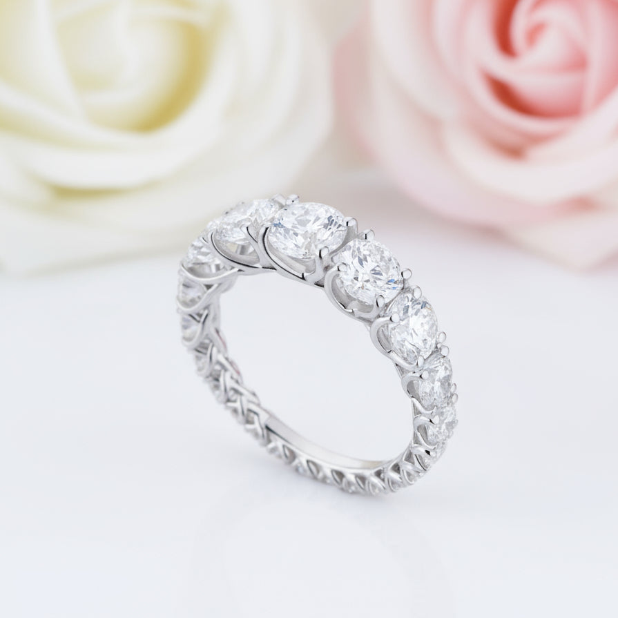 Round Cut Eternity Wedding Band In White Gold-Black Diamonds New York