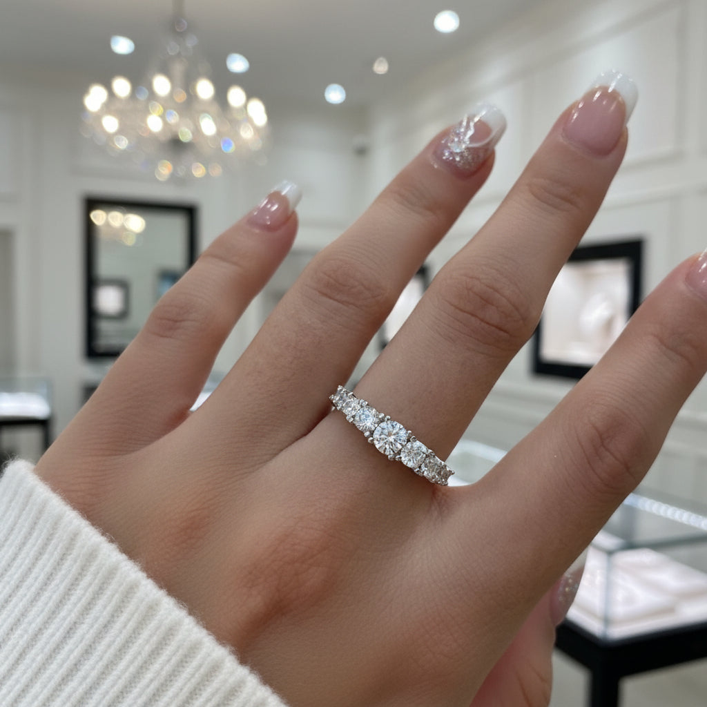 Round Cut Eternity Wedding Band In White Gold-Black Diamonds New York