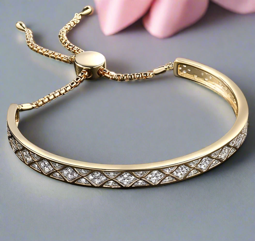 Round Diamond Adjustable Bolo Bracelet-Black Diamonds New York