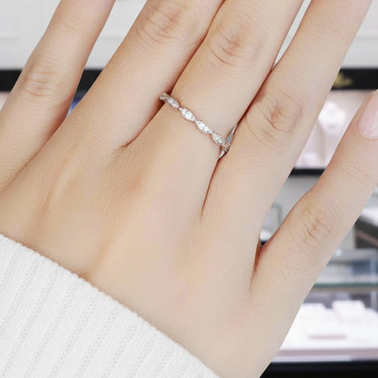 Round Scalloped Diamond Stackable Ring Band-Black Diamonds New York