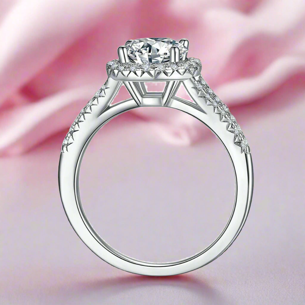 Round Split Shank Halo Diamond Engagement Ring-Black Diamonds New York