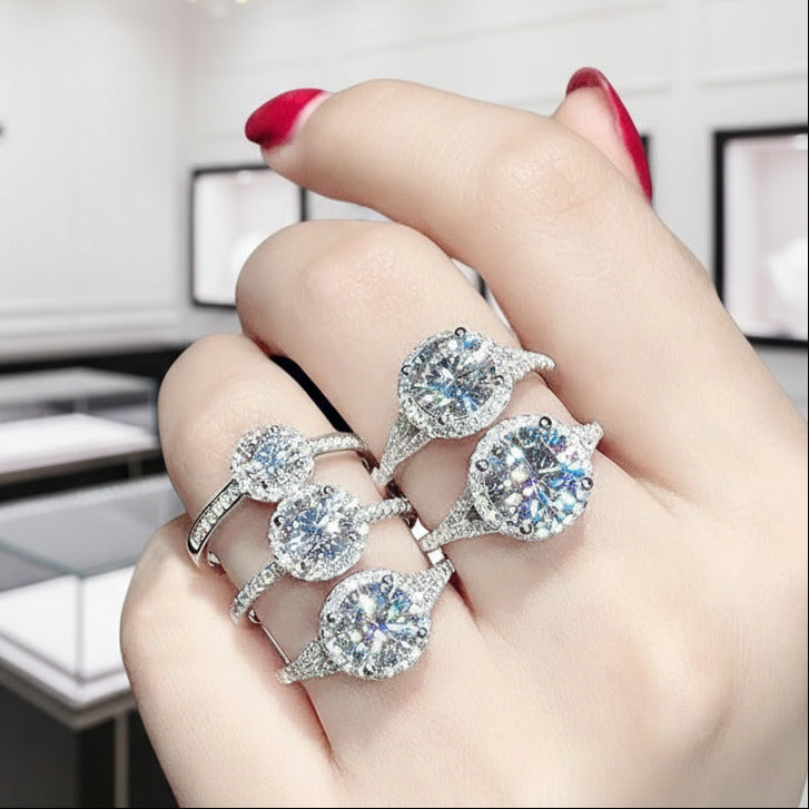 Round Split Shank Halo Diamond Engagement Ring-Black Diamonds New York