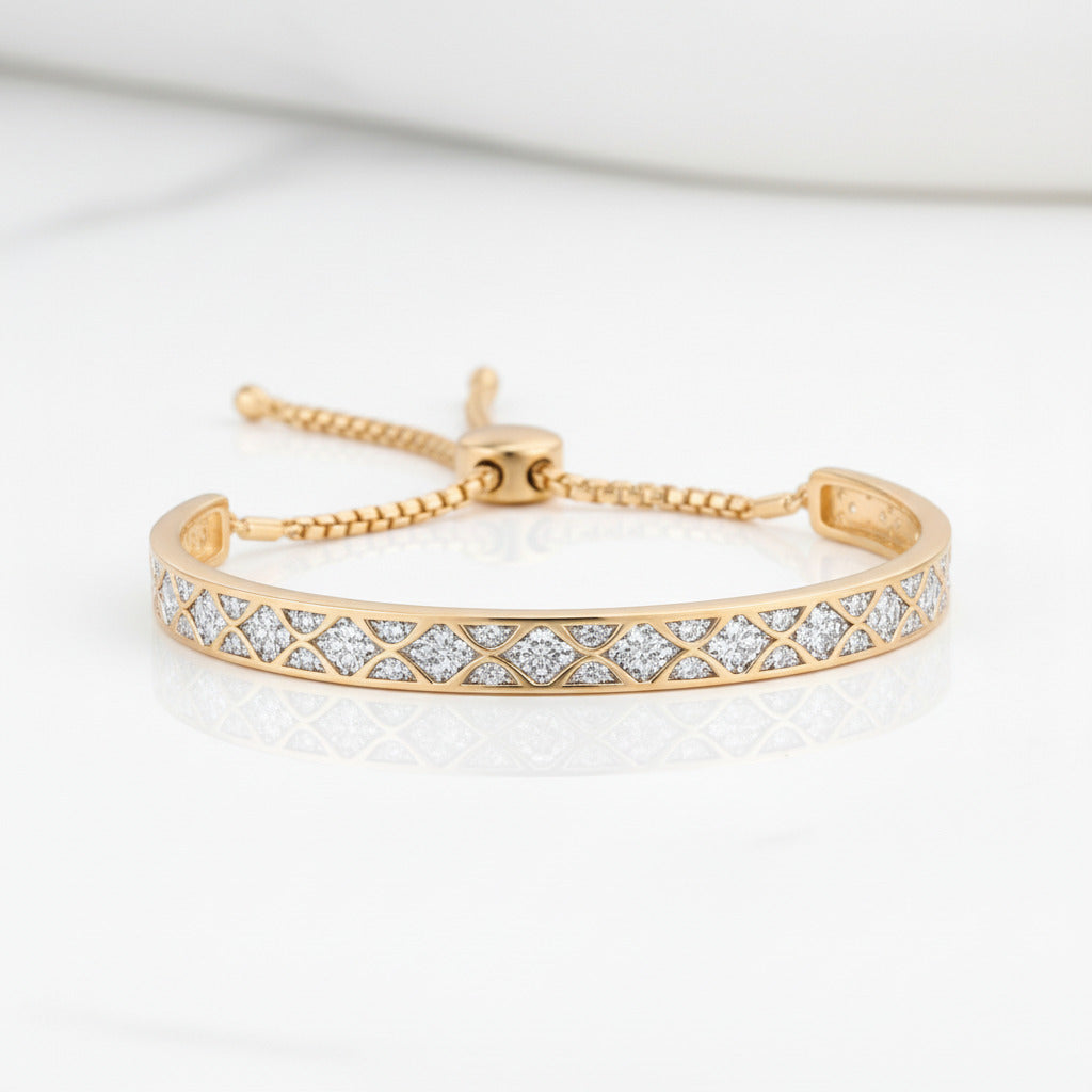Round Diamond Option Adjustable Bolo Bracelet-Black Diamonds New York