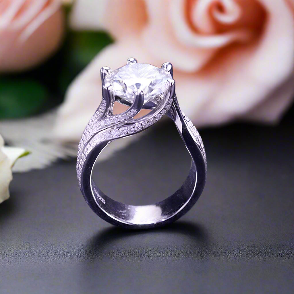 5.0 Ct Round Cut Diamond Wedding Ring-Black Diamonds New York