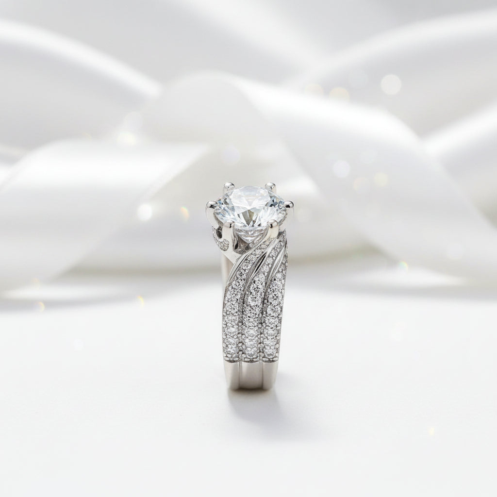 5.0 Ct Round Cut Diamond Option Wedding Ring-Black Diamonds New York